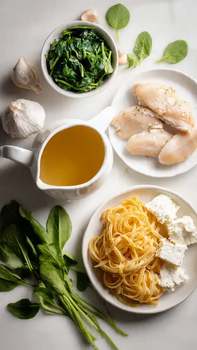 Frischkäse Spinat Hähnchen Pasta