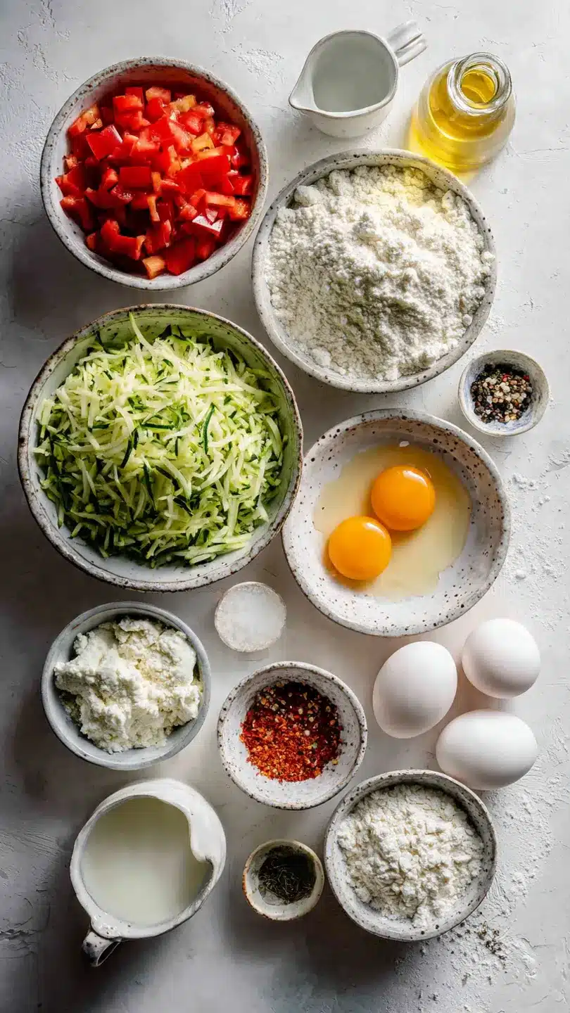 Herzhafte Muffins mit Feta, Zucchini und Paprika