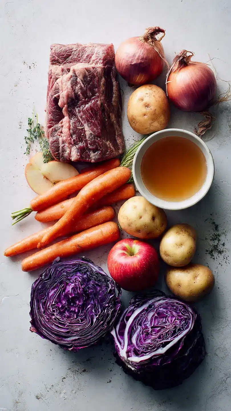 Sauerbraten mit Rotkohl und Kartoffelklößen