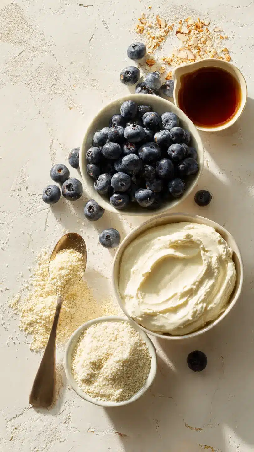 Cremiger Low Carb Blaubeer-Vanille-Schmandkuchen