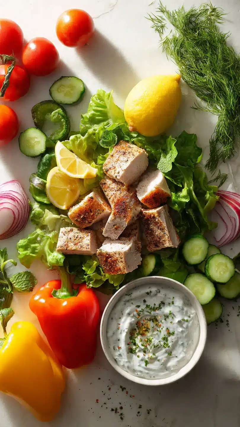 Gesunder Ranch Hähnchen Salat