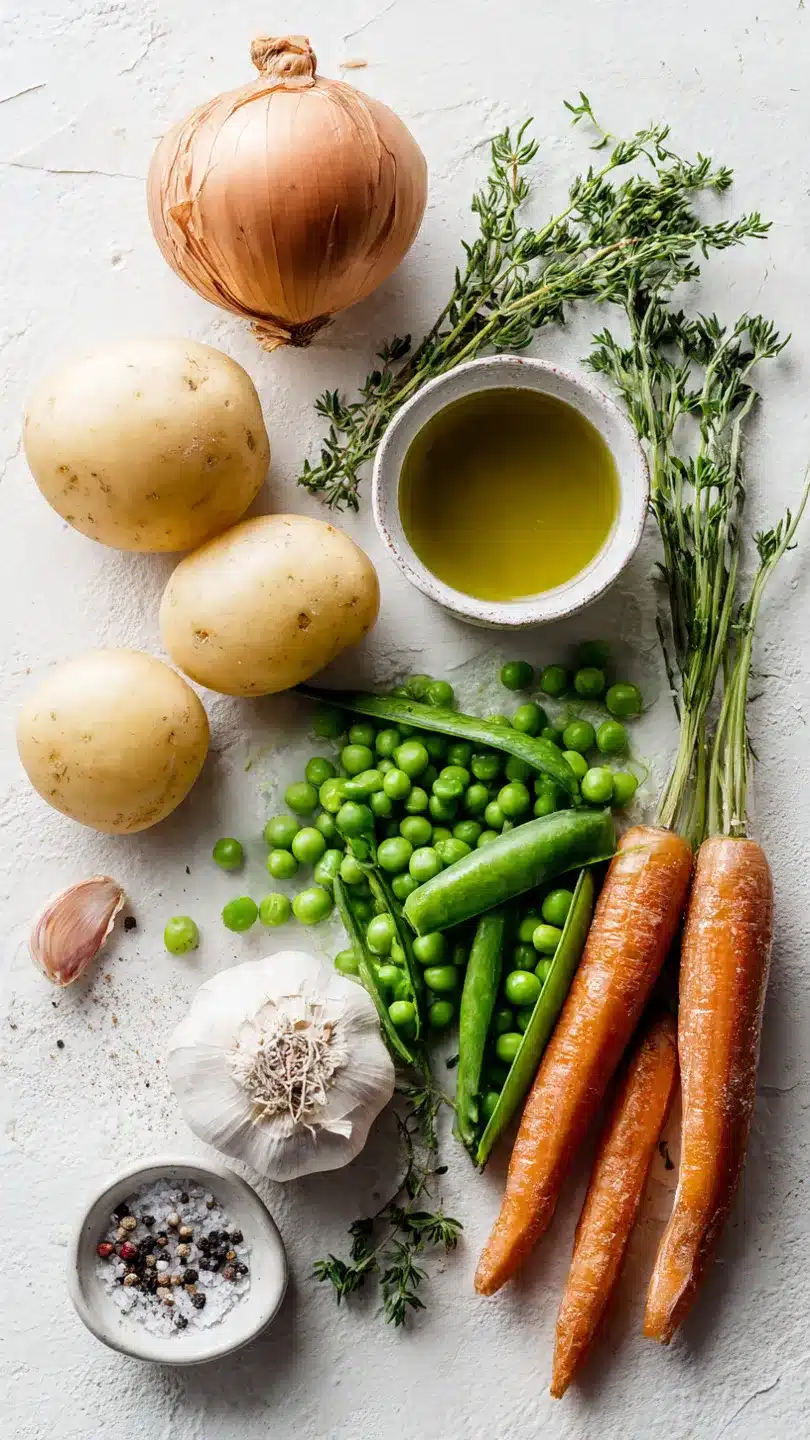 ERBSEN-KARTOFFEL GEMÜSEEINTOPF EINFACH, VEGAN, GESUND, GF