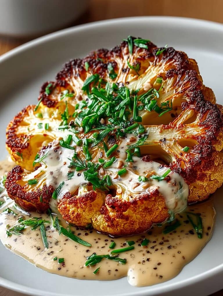 Blumenkohlsteak mit Pfefferrahmsauce: Einfaches vegetarisches Hauptgericht