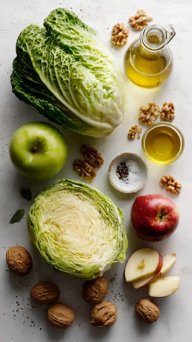 Spitzkohlsalat mit Äpfeln und Walnüssen