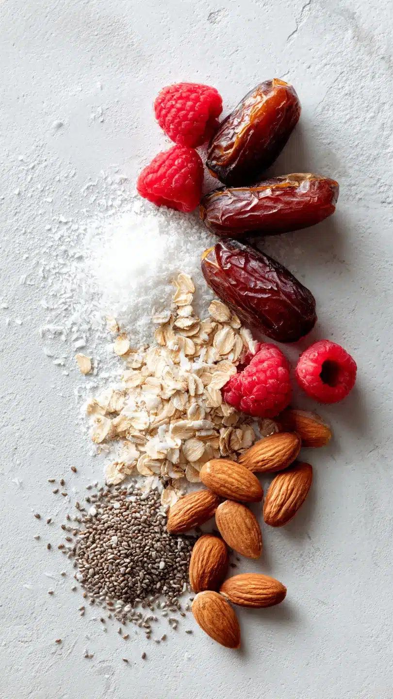 Energy Balls mit Datteln und Himbeeren