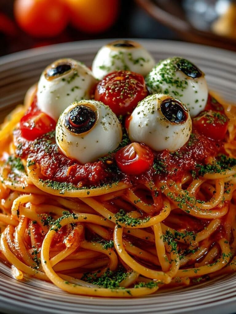 Blutige Spaghetti mit Mozzarella-Augäpfeln: Das Grusel-Rezept für deine Halloween-Party