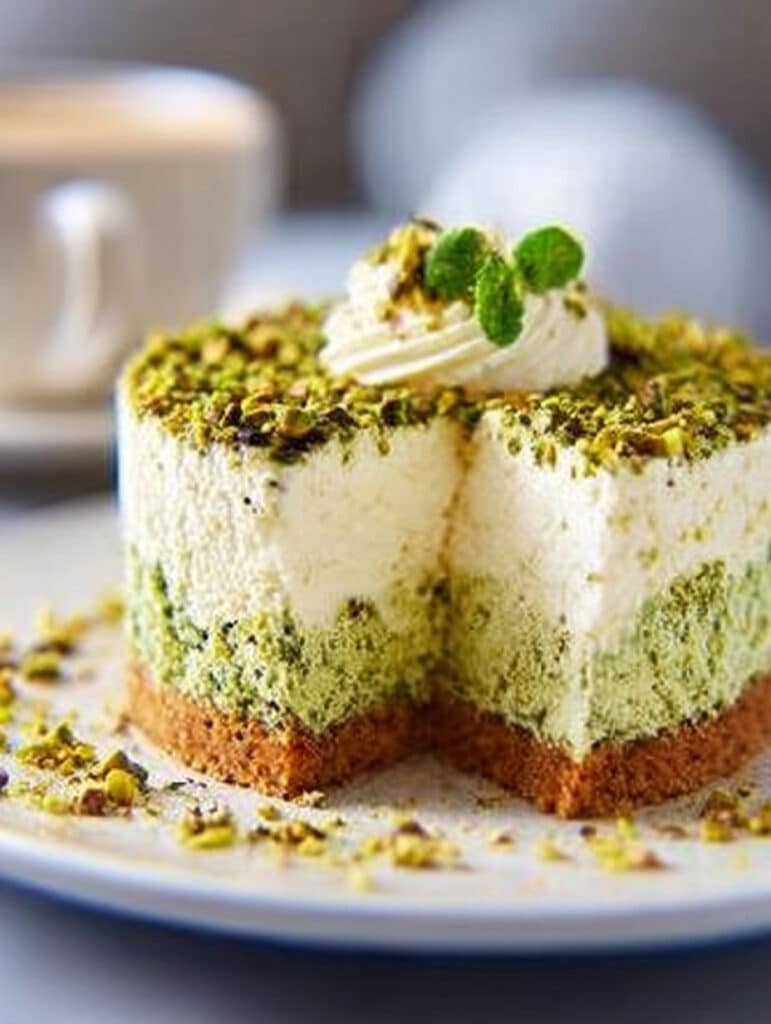 Leichter Low Carb Pistazien-Quarkkuchen ohne Backen – Cremiges Rezept