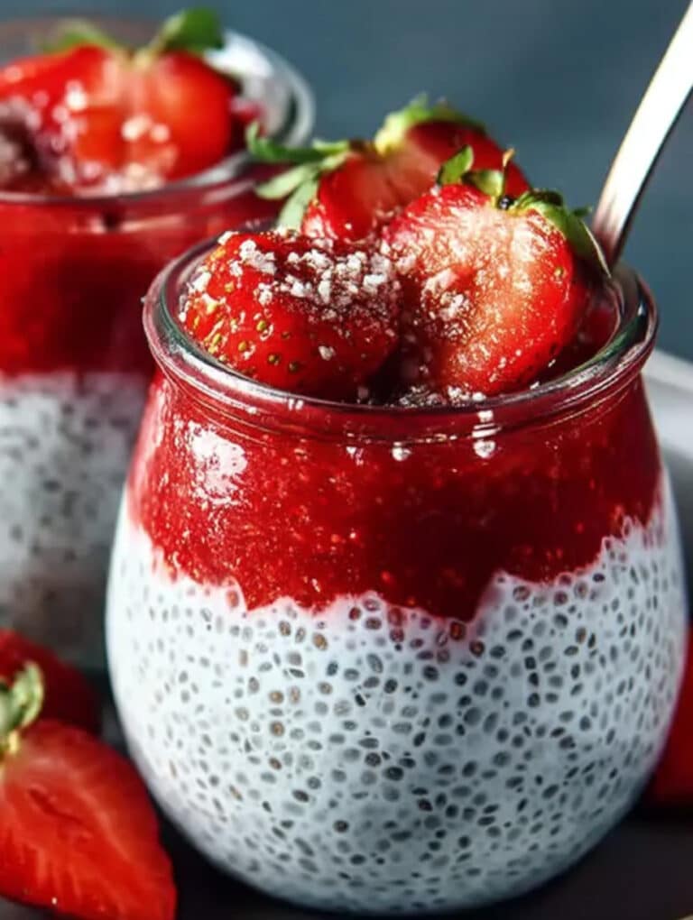 Chia-Pudding mit Skyr & Erdbeeren: Schnelles, gesundes Frühstücksrezept