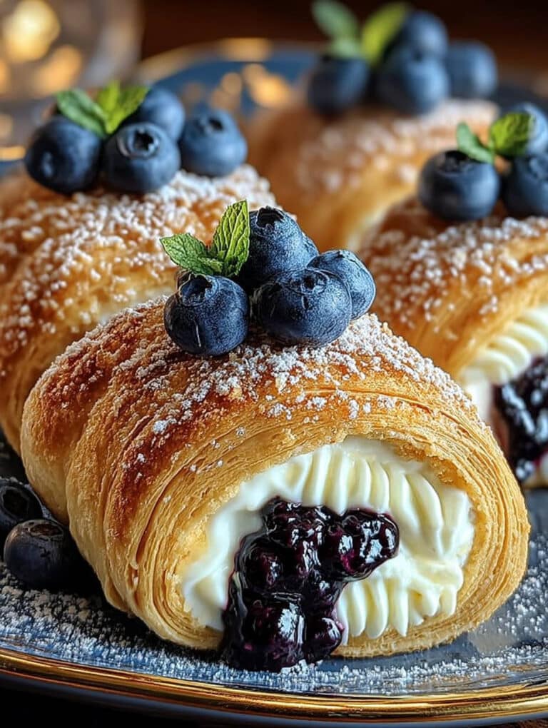 Blitzschnelle Blaubeer-Cheesecake-Rollen: Einfaches Blätterteig-Rezept für unwiderstehlichen Genuss
