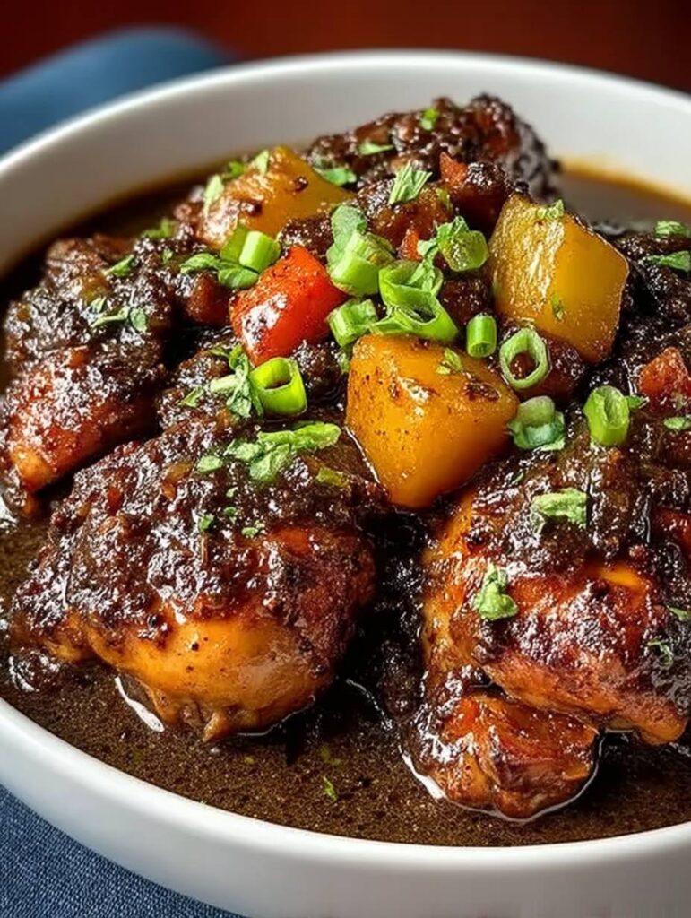 Authentisches Jamaikanisches Braunes Eintopfhähnchen: Saftig, aromatisch & einfach zubereitet