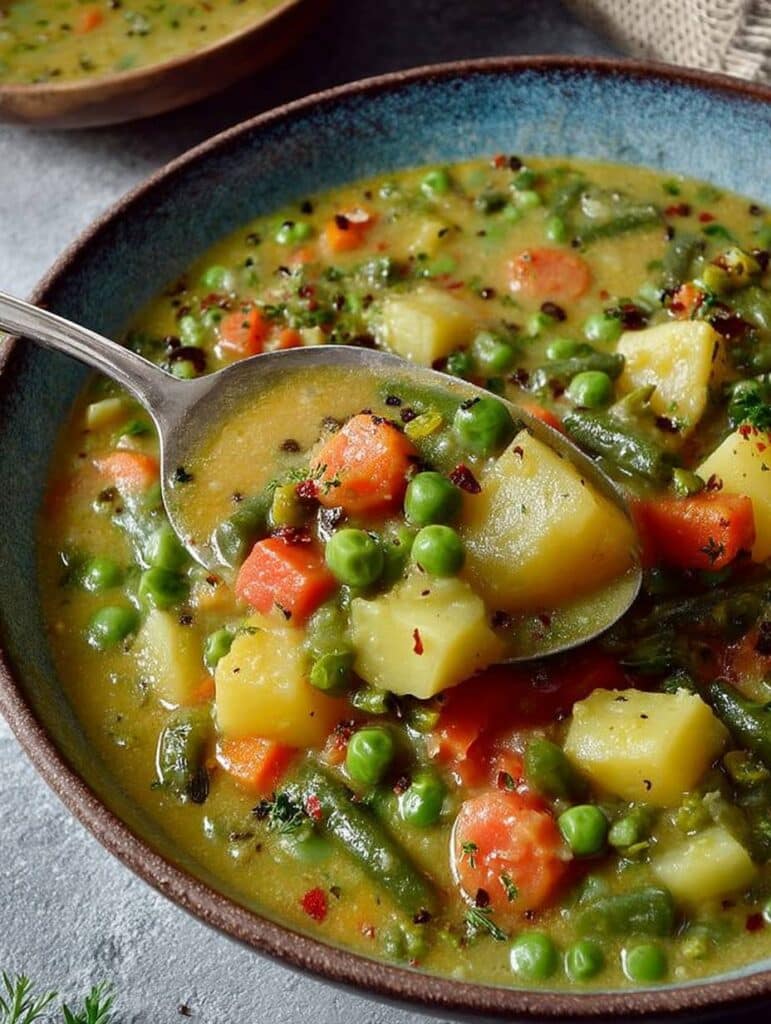Veganes Erbsen-Kartoffel-Gemüse-Eintopf Rezept: Schnell, Gesund & Glutenfrei