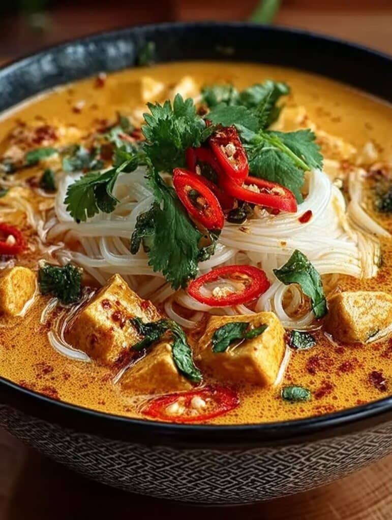 Thailändische Kokos-Curry-Nudelsuppe: Cremig, würzig & schnell zubereitet