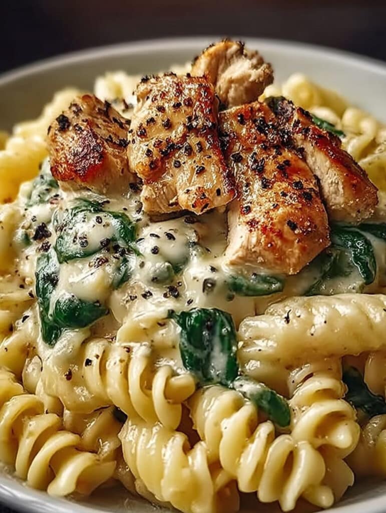 Cremige Frischkäse Spinat Hähnchen Pasta: Schnelles Familienrezept mit Wohlfühlfaktor