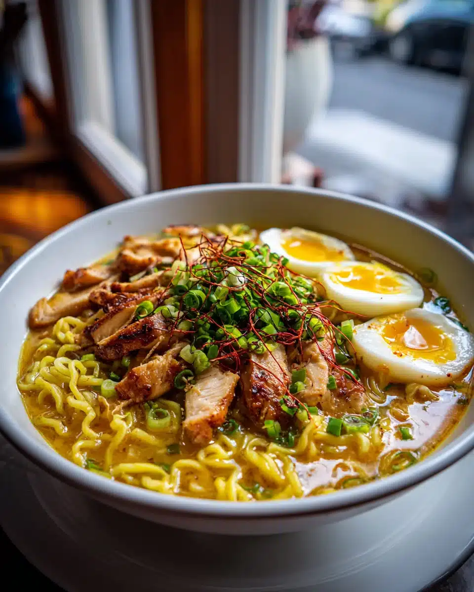 Feuriges Chicken Ramen mit cremiger Knoblauchsoße 4 Feuriges Chicken Ramen mit cremiger Knoblauchsoße