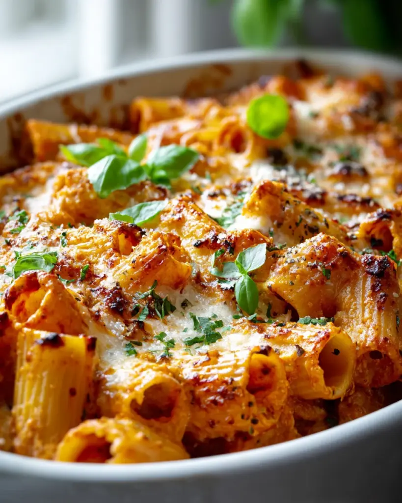 Ofen-Rigatoni aus einer Pfanne für ein schnelles Feierabendessen