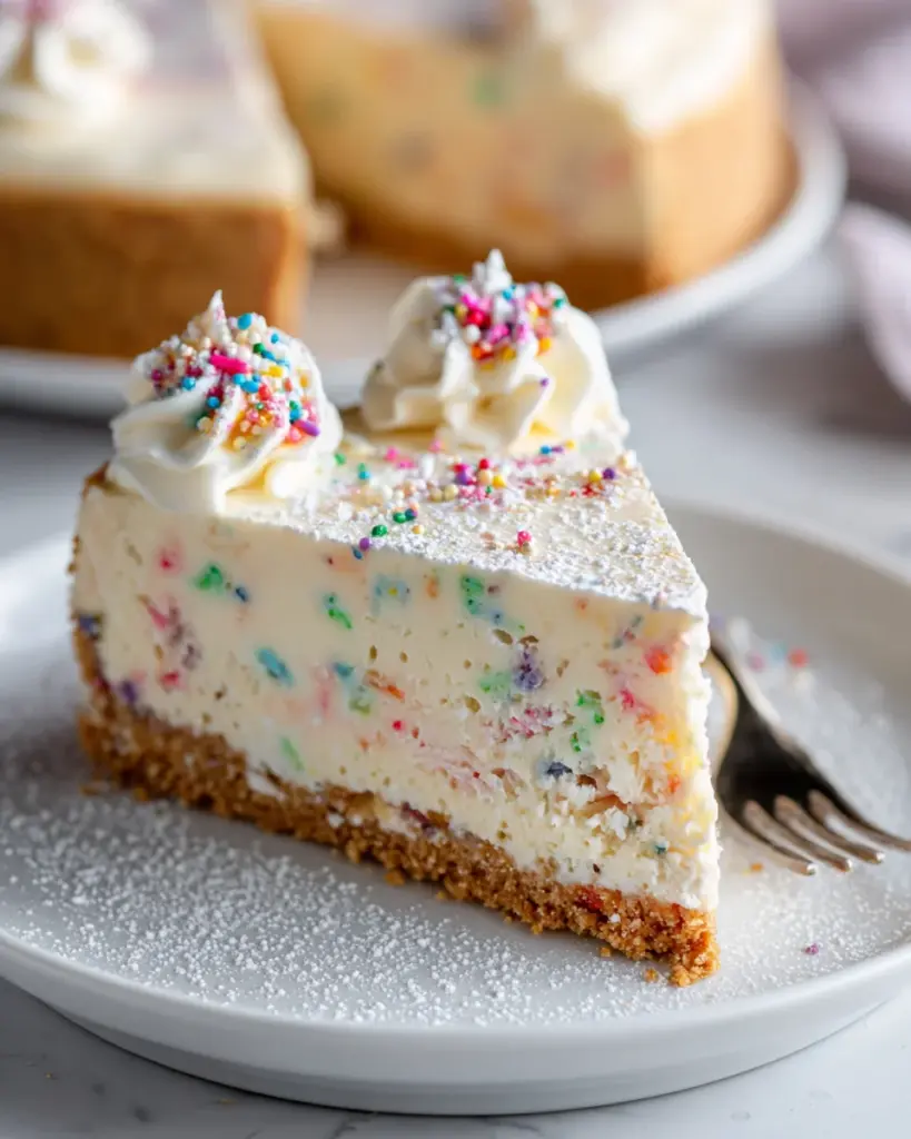 No Bake Funfetti Käsekuchen: Kühlschrank-Geburtstagstorte