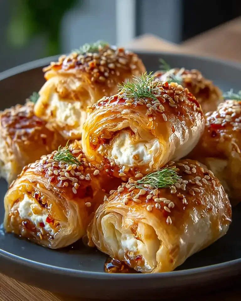 Knusprige Feta Rollen mit Chili und Honig für herzhafte Snacks