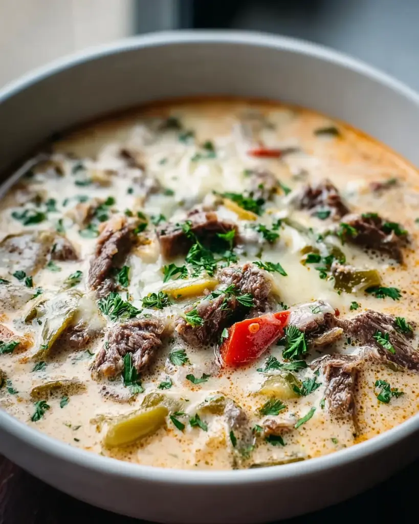 Cremige Philly Cheese Steak Suppe – Herzhaft und köstlich