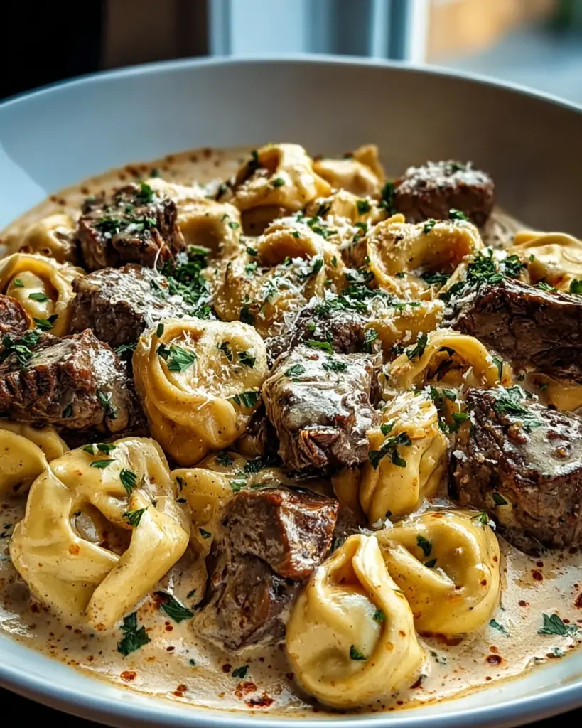 Cracked Garlic Steak Tortellini in cremiger Sauce