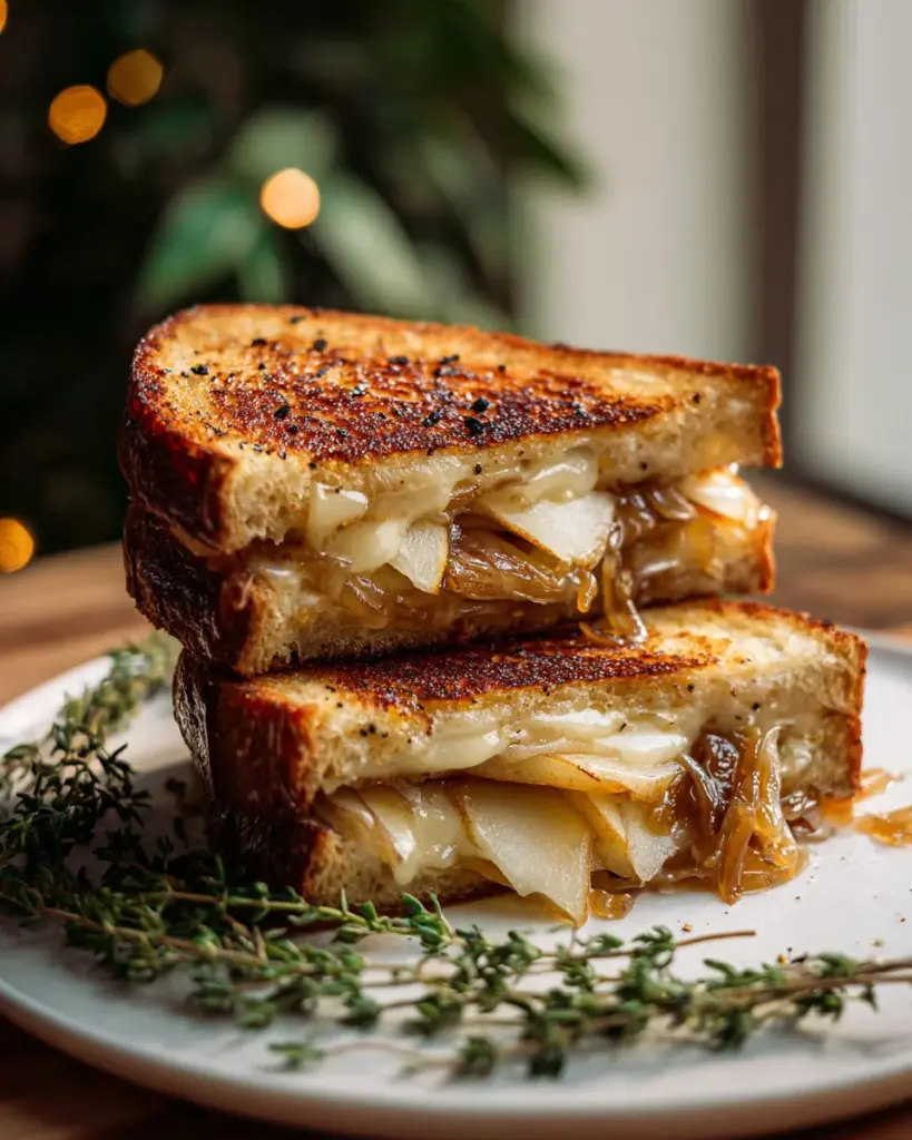 Süß-salzig: Birne-Apfel Grilled Cheese mit karamellisierten Zwiebeln