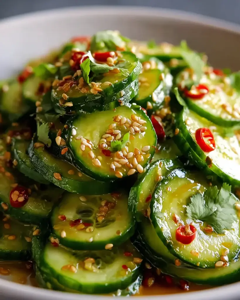 Asiatischer Gurkensalat mit Chili und Sesam – Erfrischend lecker!