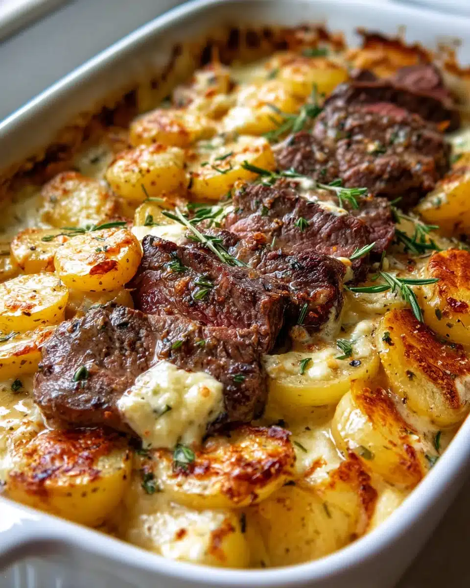 Knoblauchbutter Steak Cheddar Kartoffelauflauf – Ein Genuss! 4 Knoblauchbutter Steak Cheddar Kartoffelauflauf – Ein Genuss!