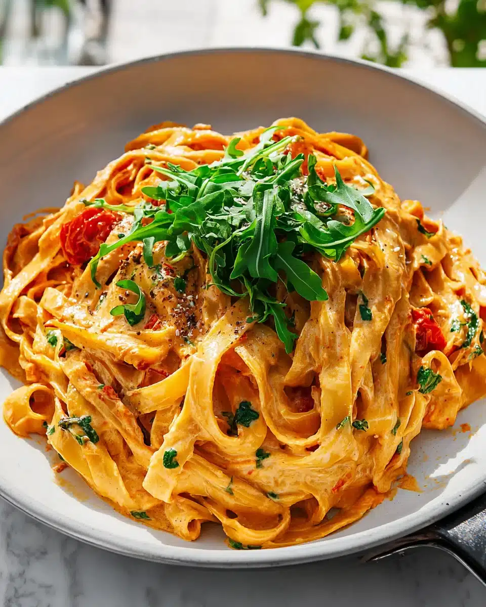 Vegane cremige Pasta mit sonnengetrockneten Tomaten – ein geschmackvoller Genuss!