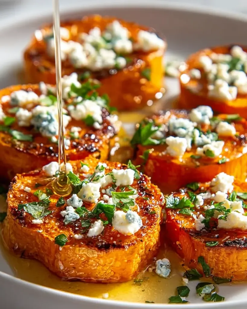 Geröstete Süßkartoffel-Runden mit Honig-Feta Genuss