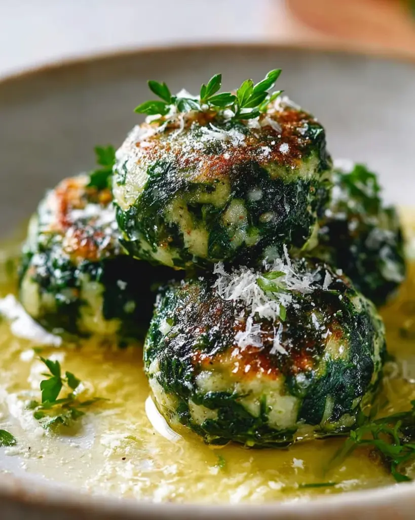 Sudtiroler Spinatknödel mit Butter und Parmesan genießen!