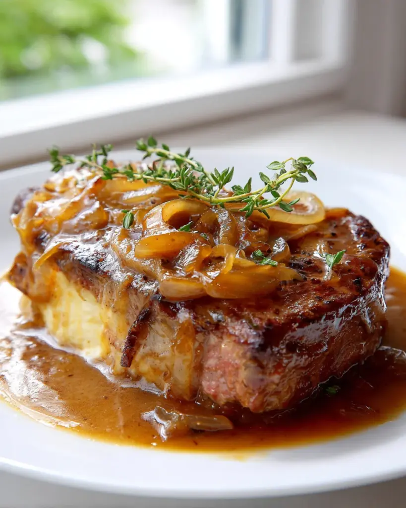Saftige Rinderkoteletts: Französische Zwiebel-Karamellsoße