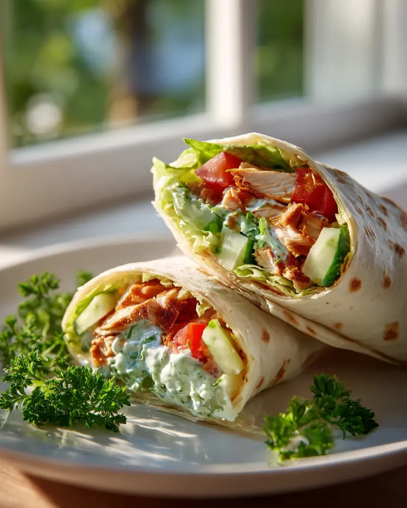 Chicken Wrap Klassiker: Mit Salat & cremiger Knoblauchsoße