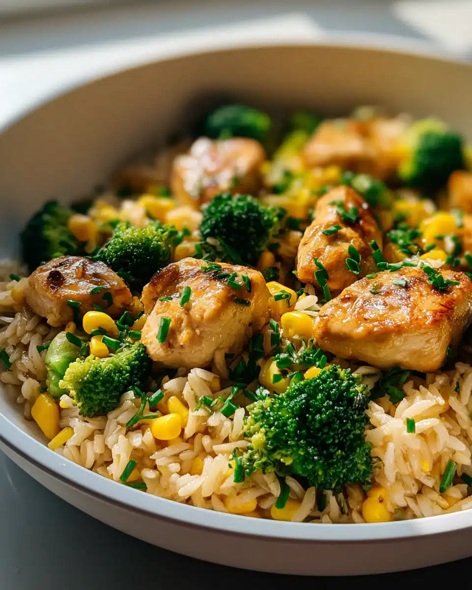 Hähnchen Reis Pfanne mit Brokkoli und Mais – Gesund & Lecker! 4 Hähnchen Reis Pfanne mit Brokkoli und Mais – Gesund & Lecker!