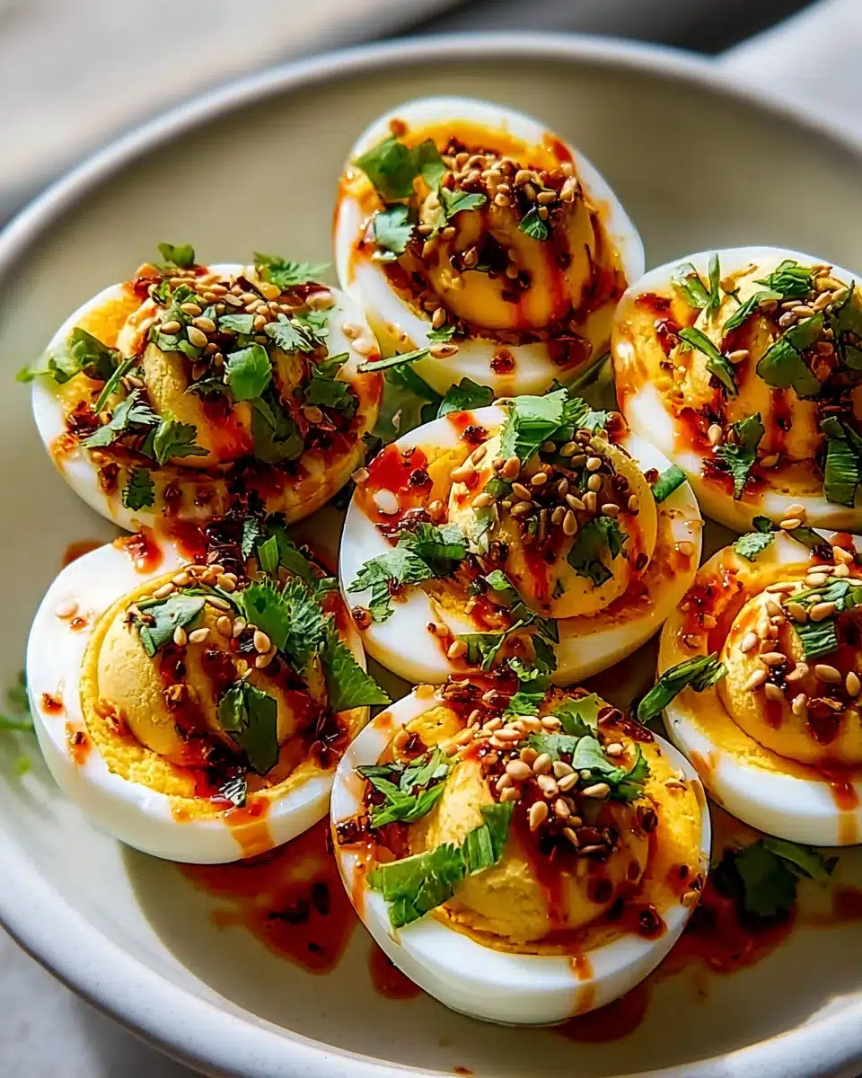Spicy Chili Garlic Deviled Eggs – Würzige Eier mit Kick! 4 Spicy Chili Garlic Deviled Eggs – Würzige Eier mit Kick!