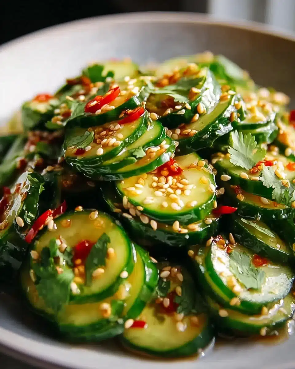 Erfrischender asiatischer Gurkensalat mit Chili und Sesam 4 Erfrischender asiatischer Gurkensalat mit Chili und Sesam