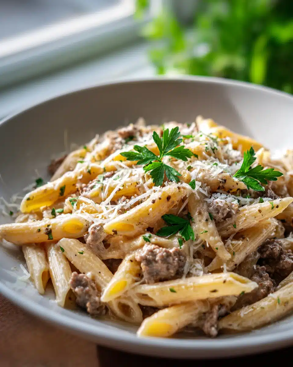 Unwiderstehliche Cremige Rindfleisch-Pasta für Gemütliche Abende