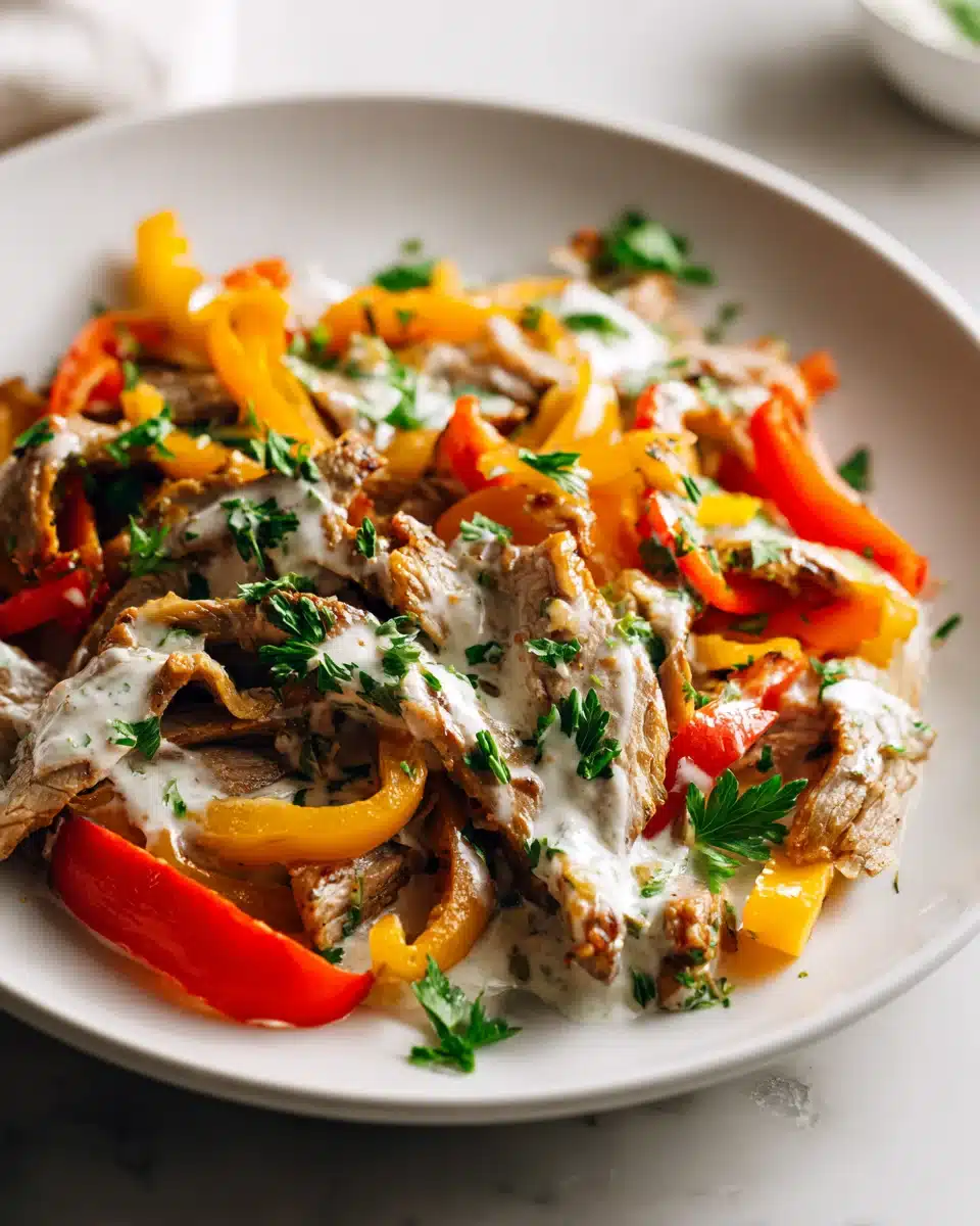 Delikates Beef Gyros aus dem Dutch Oven mit feiner Sahnesauce